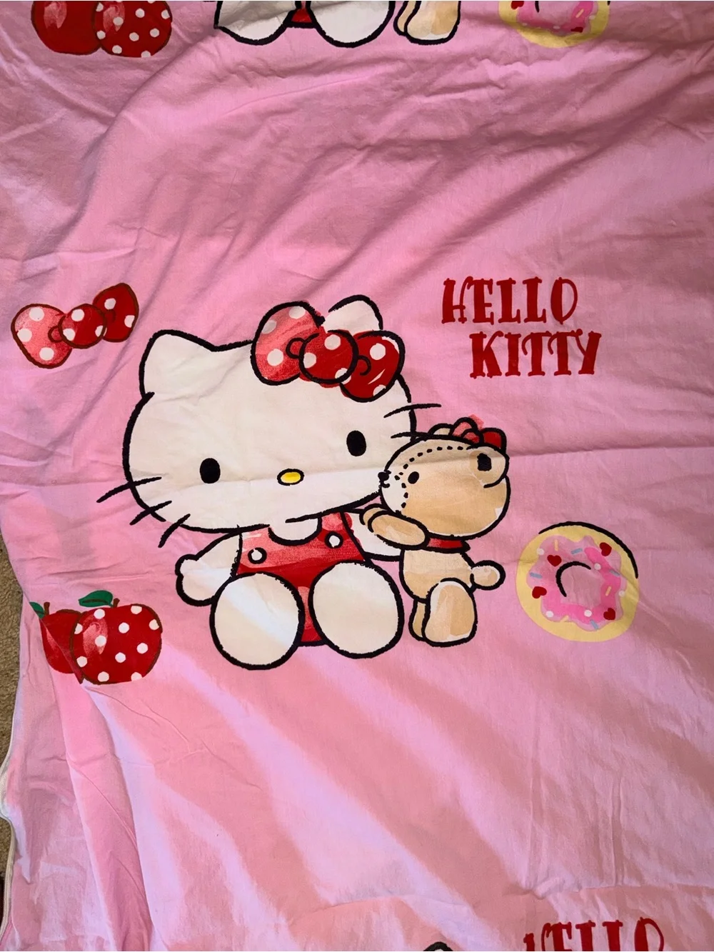 Sanrio Hello Kitty Twin Duvet Cover Reversible Pink Gingham Vintage Y2K Bedding
